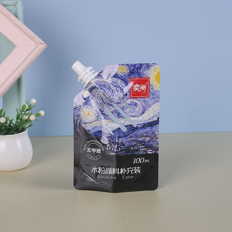 水粉顏料補(bǔ)充劑包裝吸嘴站立袋子異形塑料復(fù)合自立袋子定制印刷